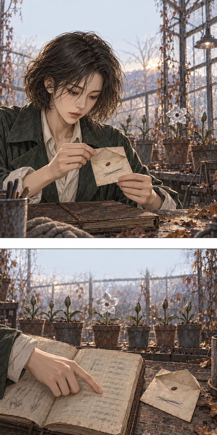 서린이 오래된 공책 속 봉투에서 씨앗 하나를 발견한다. 봉투 옆 기록에는 두 사람이 약속을 그만하기로 했다고 적혀 있다.