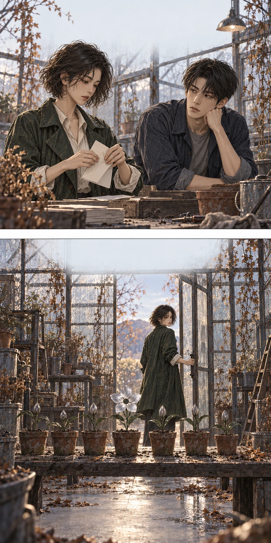 서린과 태오가 다음 날 한 시간의 작업을 약속한다. 떠나는 서린 뒤에 은빛 꽃 한 송이와 닫힌 봉오리 여섯이 남아 있다.
